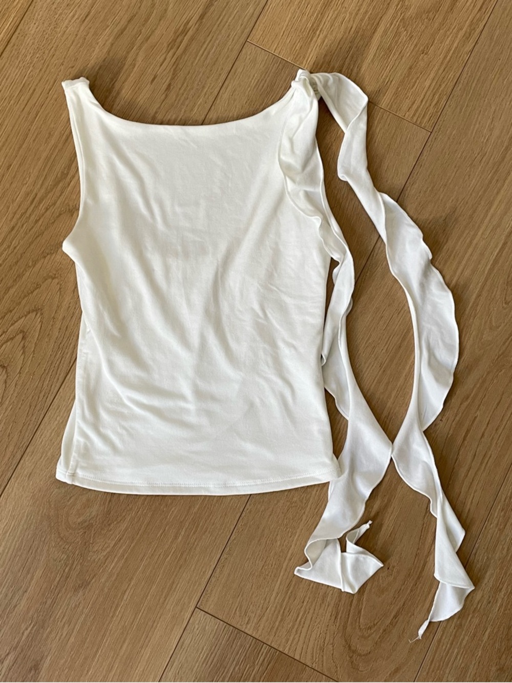 White One-Shoulder Tie-Detail Tank Top